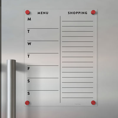 FRIDGE menu and shopping list with Black Text