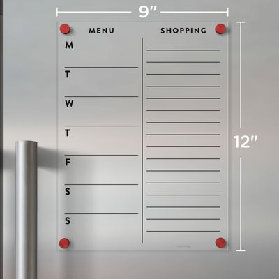 FRIDGE menu and shopping list with Black Text