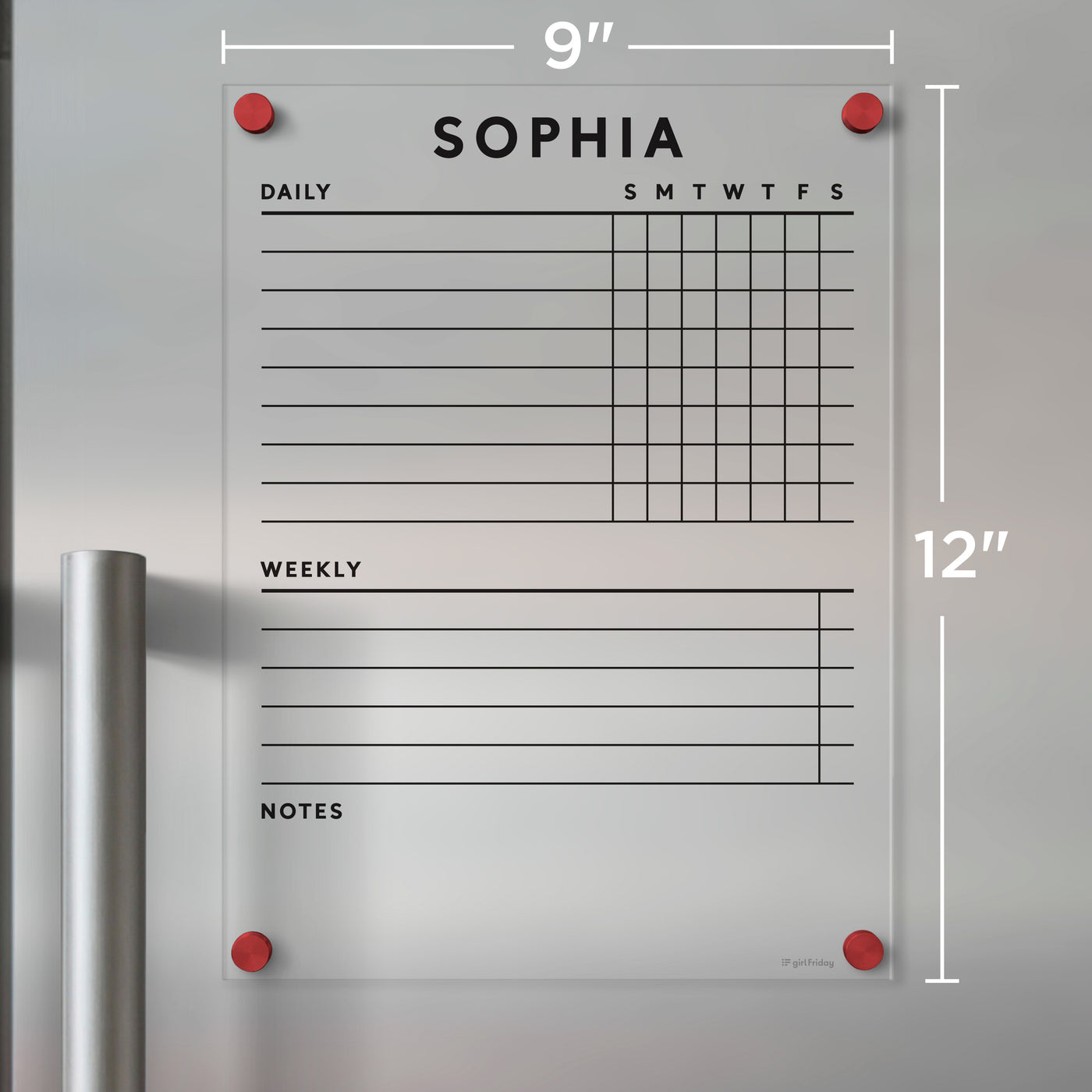 Acrylic Fridge chore chart