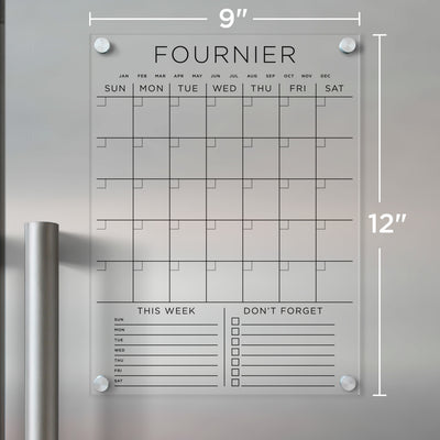 Acrylic Fridge Calendar with Custom Family Name