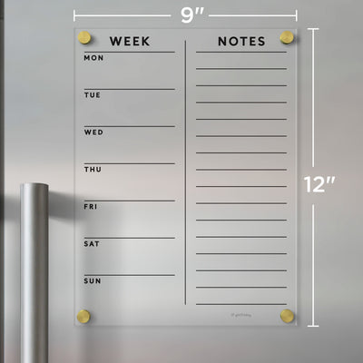 FRIDGE calendar with customizable sections | Magnetic acrylic with Black Text