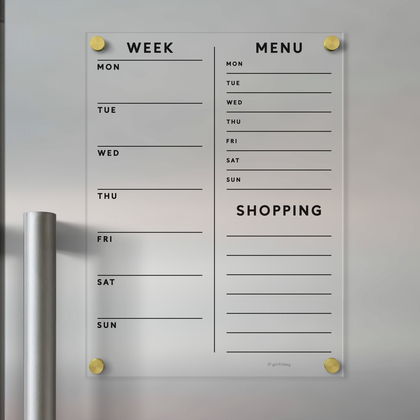 FRIDGE calendar - Magnetic acrylic with with customizable sections