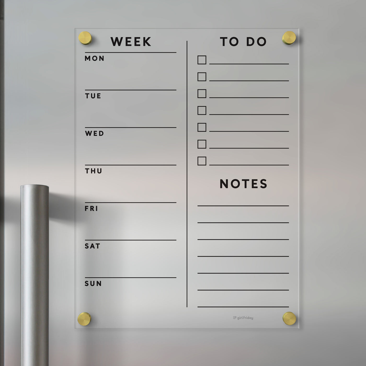 FRIDGE calendar - Magnetic acrylic with with customizable sections