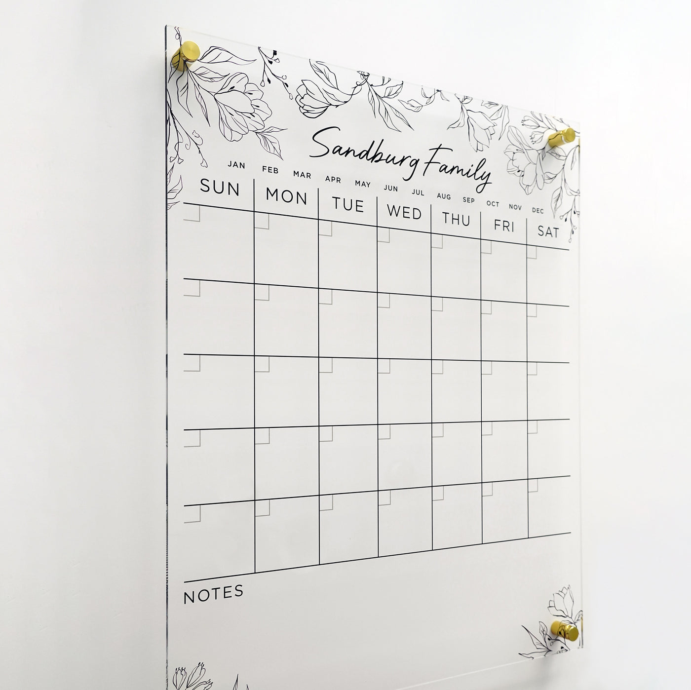 Floral Acrylic Calendar with family name