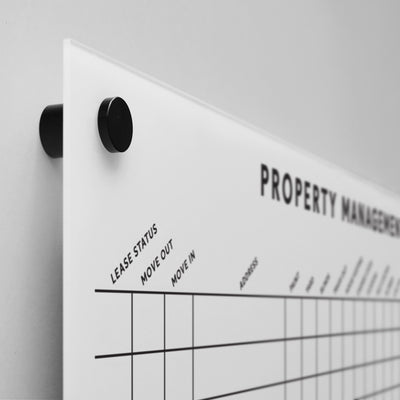 White Acrylic Property Management Pipeline Dry Erase Board