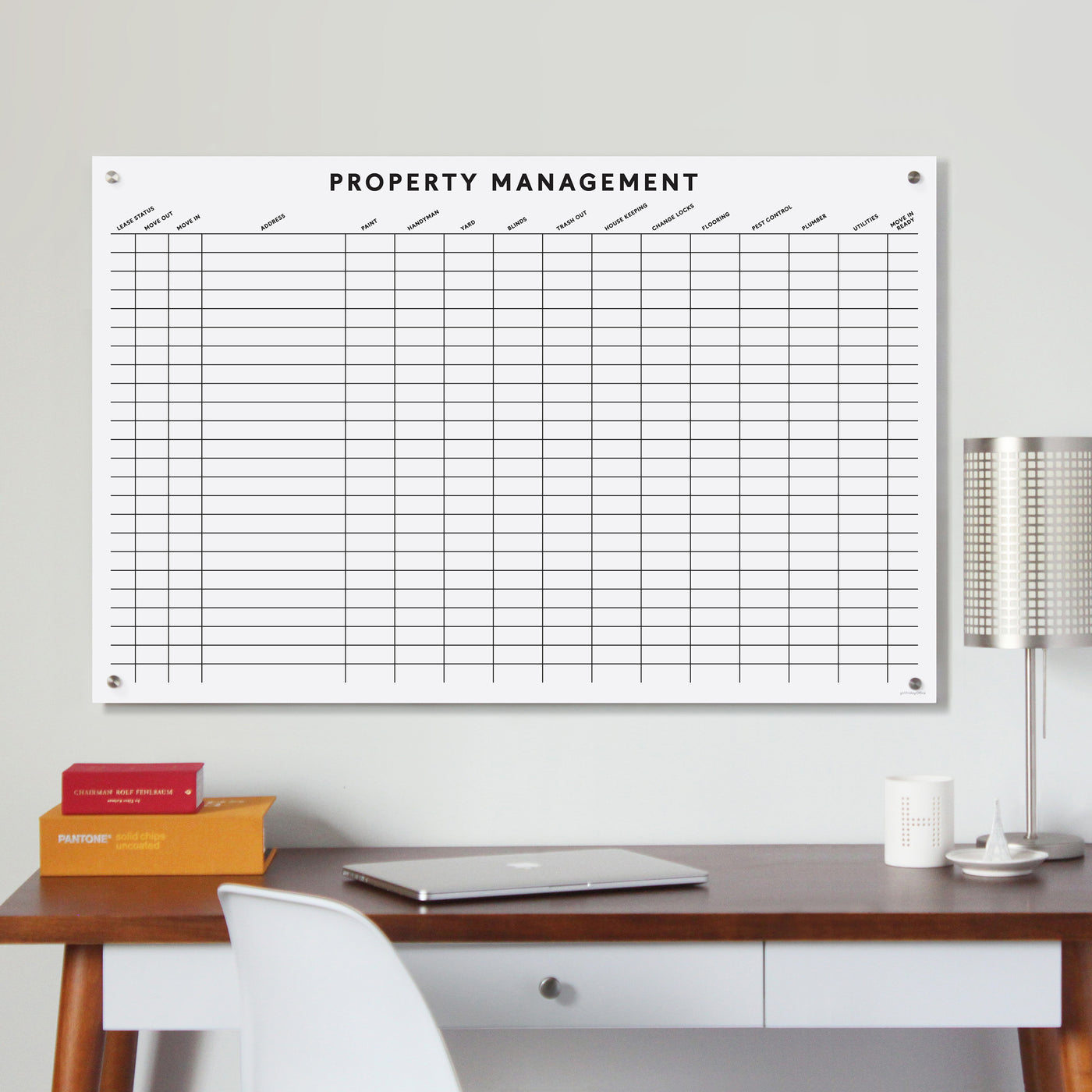 White Acrylic Property Management Pipeline Dry Erase Board