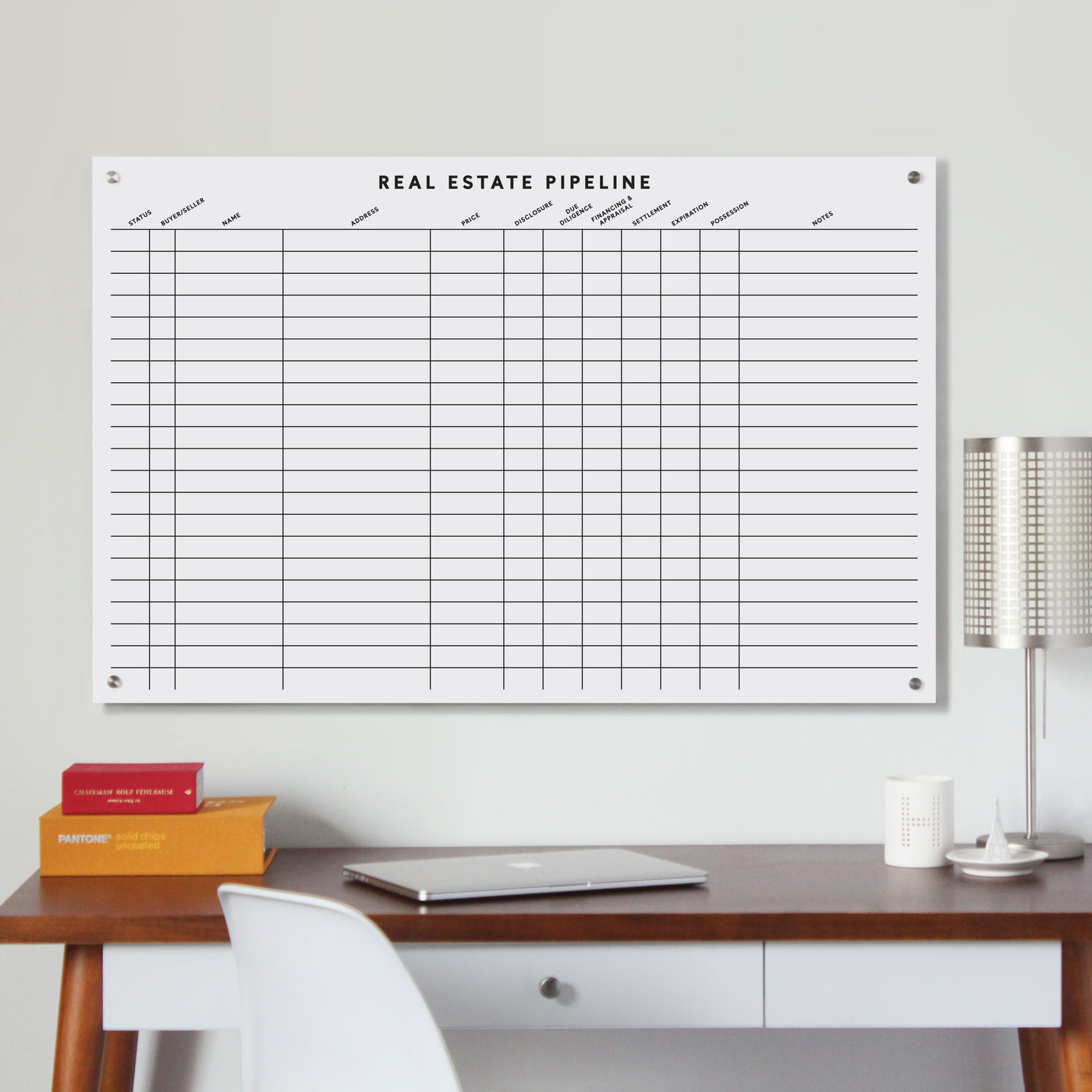 White Acrylic Real Estate Pipeline Dry Erase Board