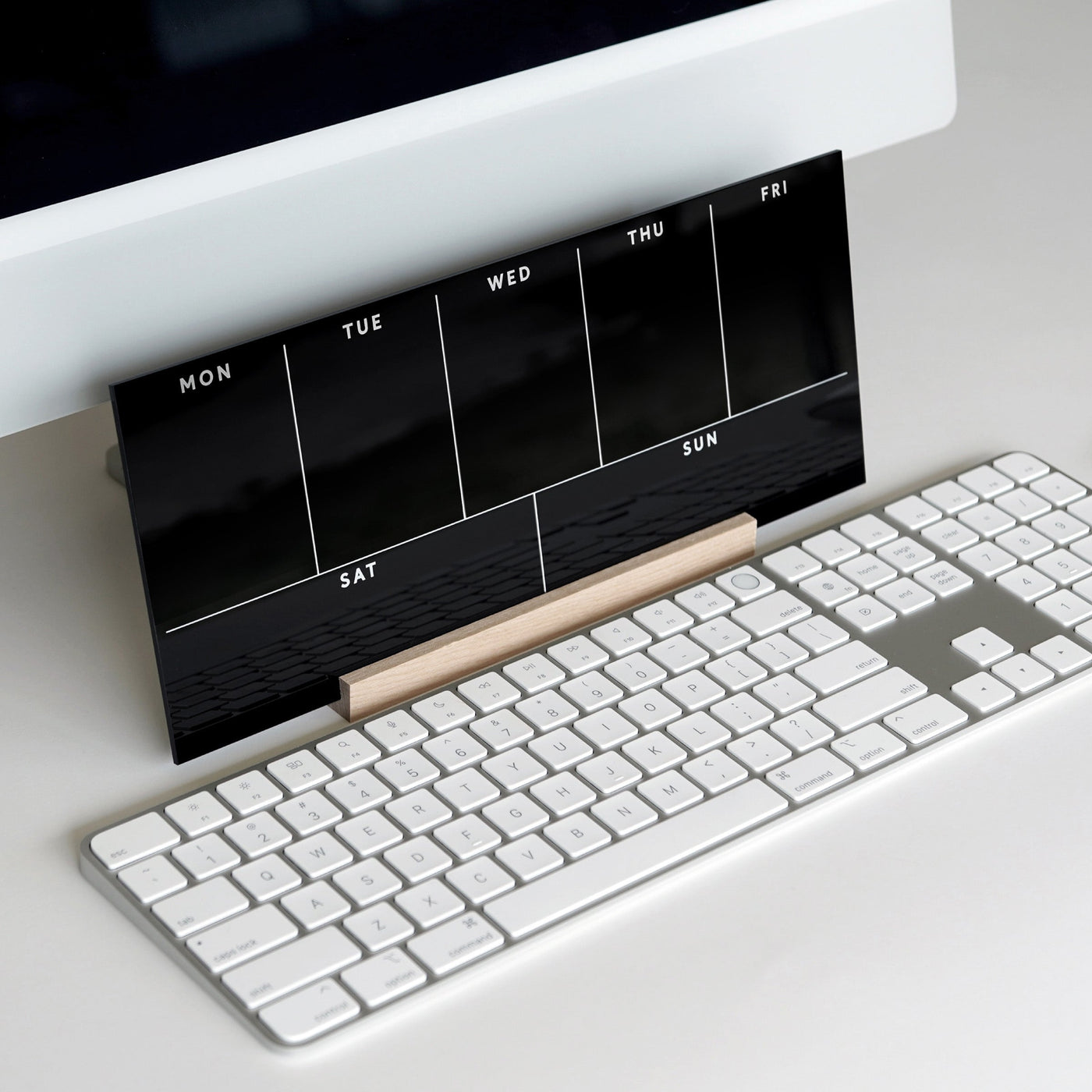 Weekly Dry-erase Acrylic Desk Calendar with Wood Stand