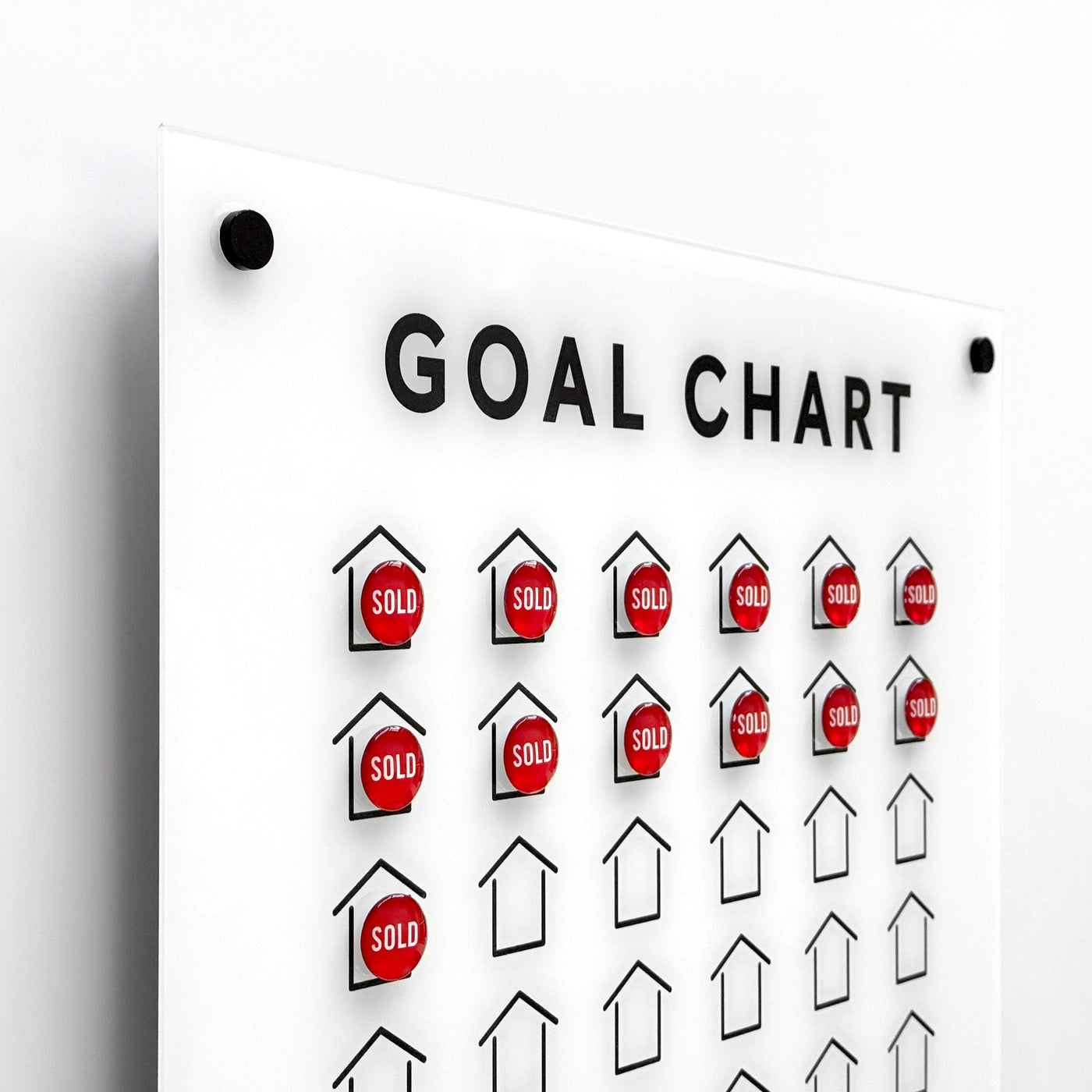 Goal Chart with Magnetic Surface and Sold Magnets | White Acrylic