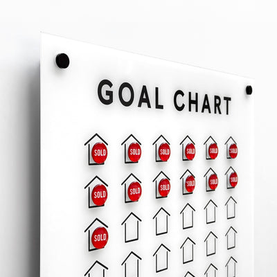 Goal Chart with Magnetic Surface and Sold Magnets | White Acrylic