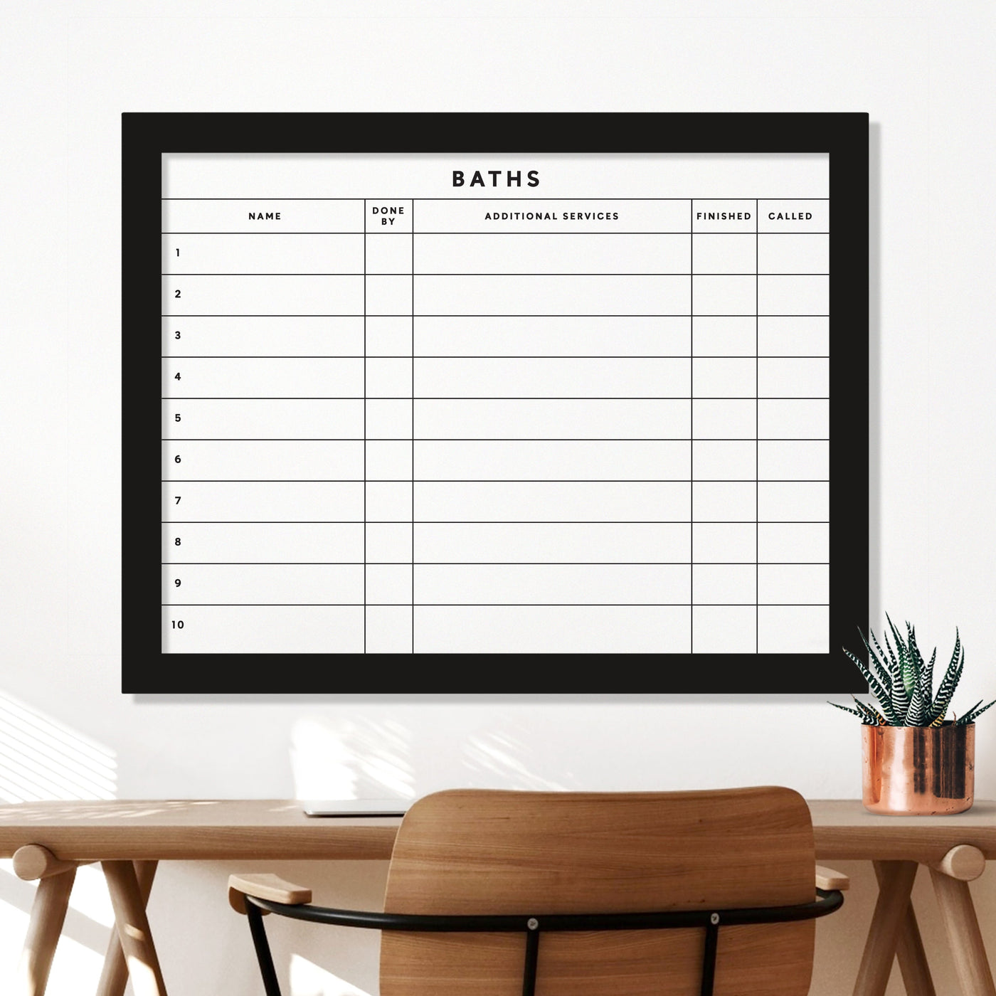 24 X 18 Dog Grooming/Pet Spa Framed Whiteboard