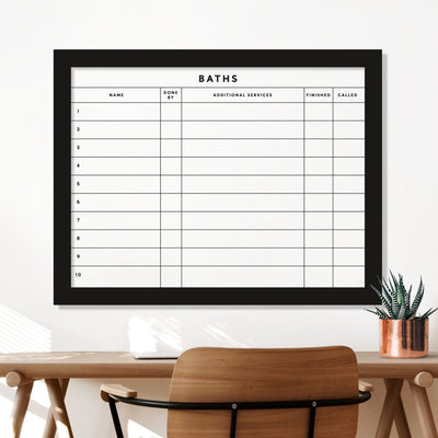 24 X 18 Dog Grooming/Pet Spa Framed Whiteboard