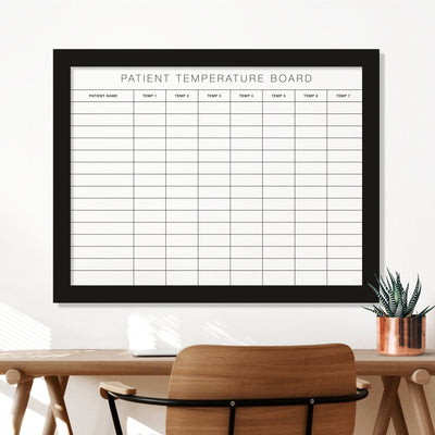 24 X 18 Veterinary Clinic Patient Temperature Framed Whiteboard