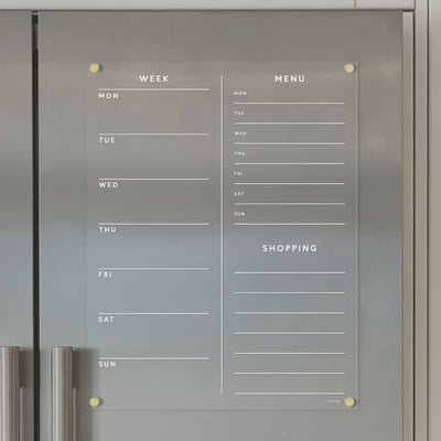 FRIDGE calendar with customizable sections | Magnetic acrylic board with white text