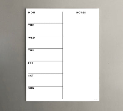 Dry erase wall calendar - perfect for non-magnetic fridge or dorm room wall