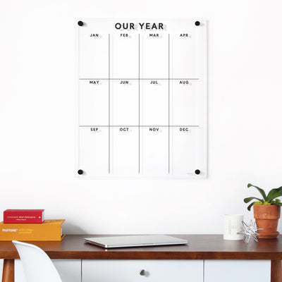 Yearly Dry Erase Calendar | Acrylic Annual Calendar | Command Center