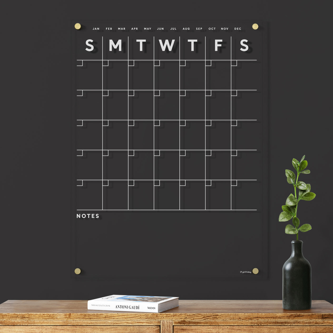 Acrylic Calendar with bottom notes