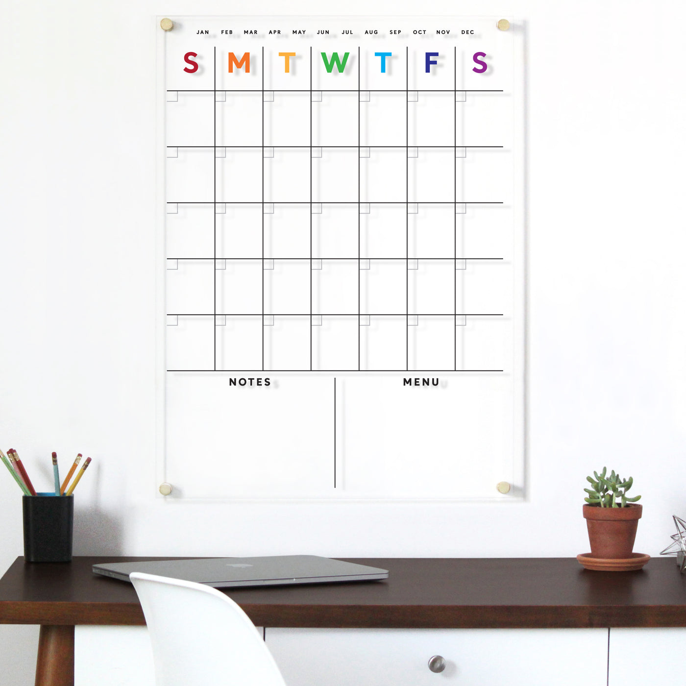 Acrylic Calendar with RAINBOW text