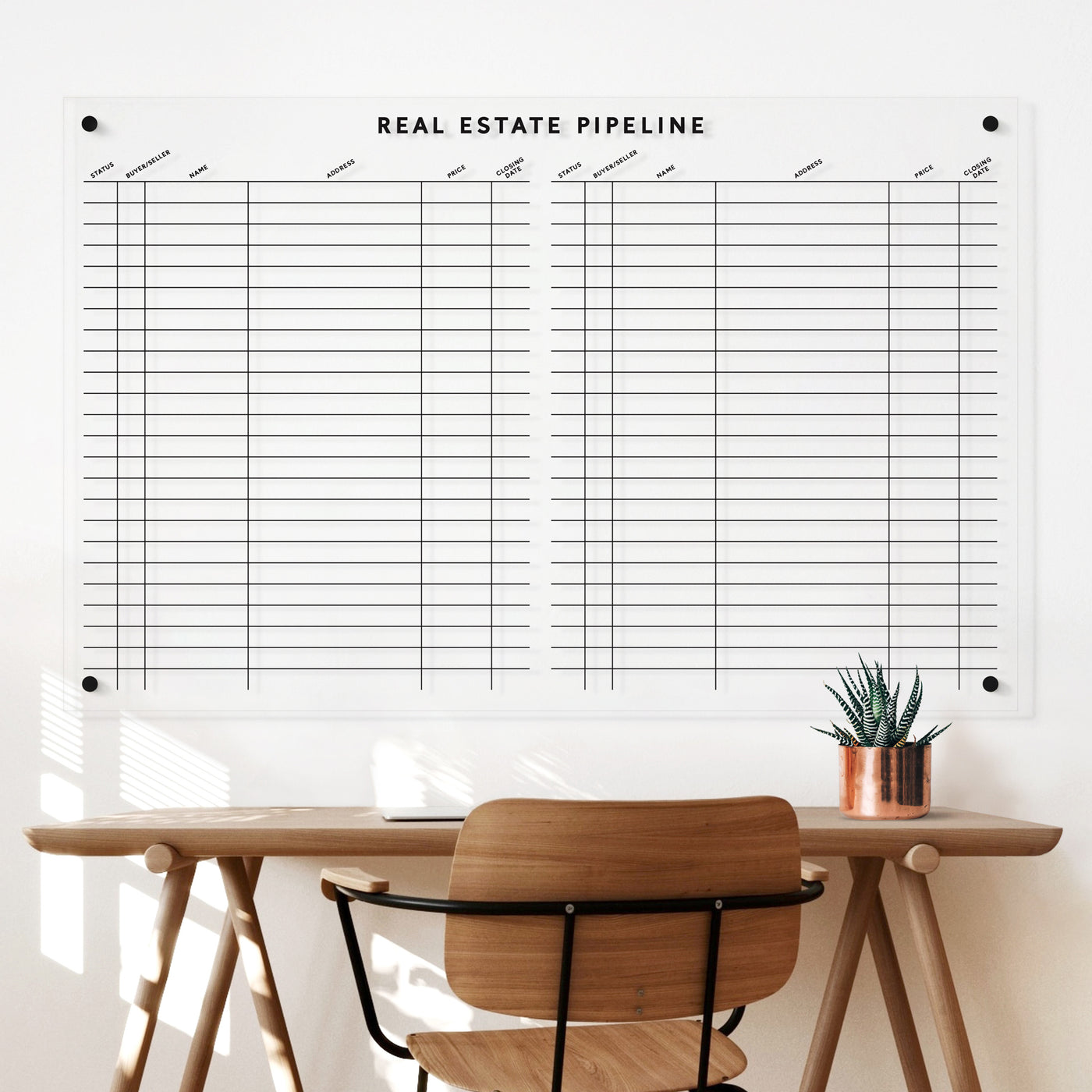 Real Estate Pipeline Acrylic Board with 2 columns