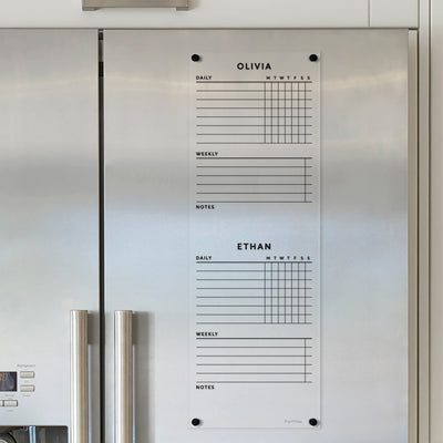 Acrylic Fridge Chore Chart DAILY & WEEKLY for 2 children