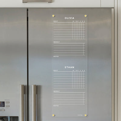 Acrylic Fridge Chore Chart DAILY & WEEKLY for 2 children