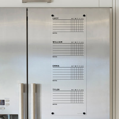 Acrylic Fridge Chore Chart for 3, 4 or 5 children