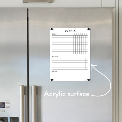 Chore Chart for 1 or 2 children | Customizable Acrylic Fridge chart