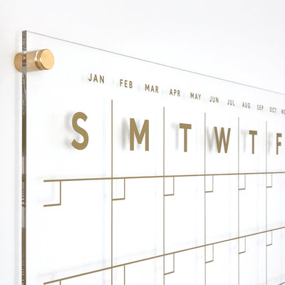 Acrylic Calendar with side notes - Gold text