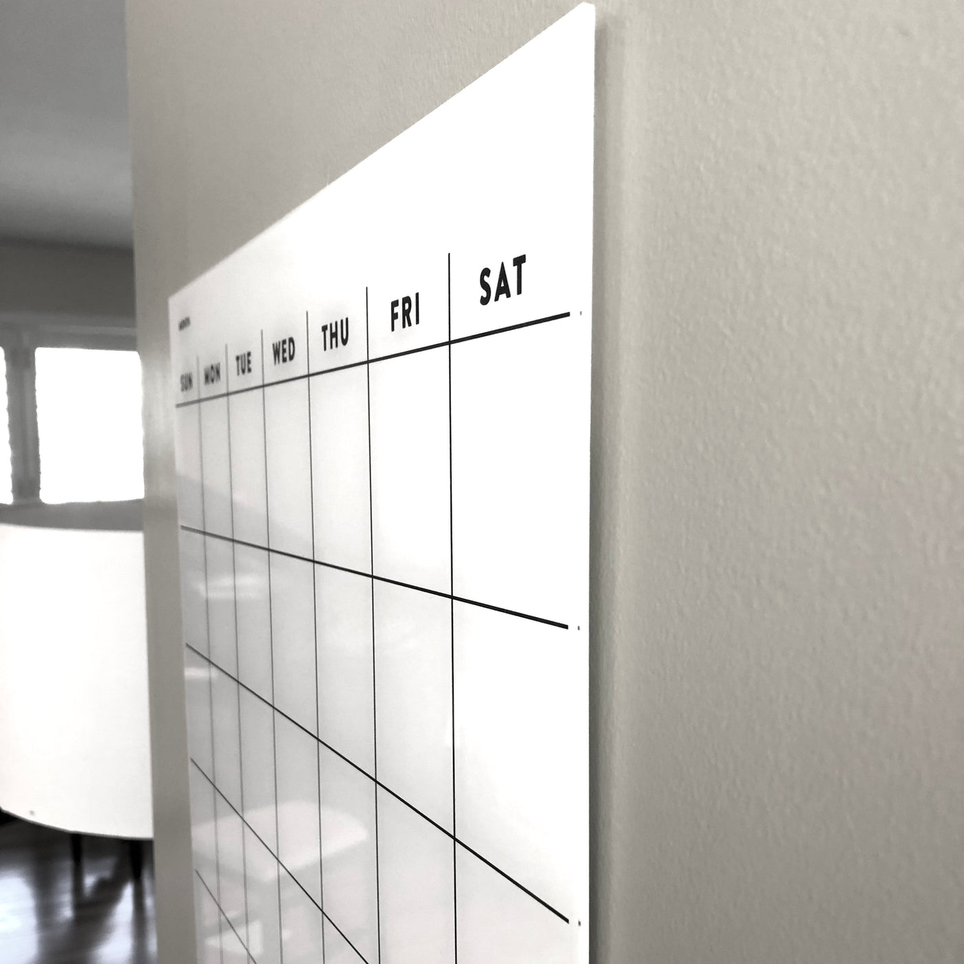 Dry erase wall calendar - perfect for non-magnetic fridge or dorm room wall