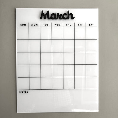 Dry erase calendar - Magnetic Acrylic calendar- Lucite calendar - wall calendar