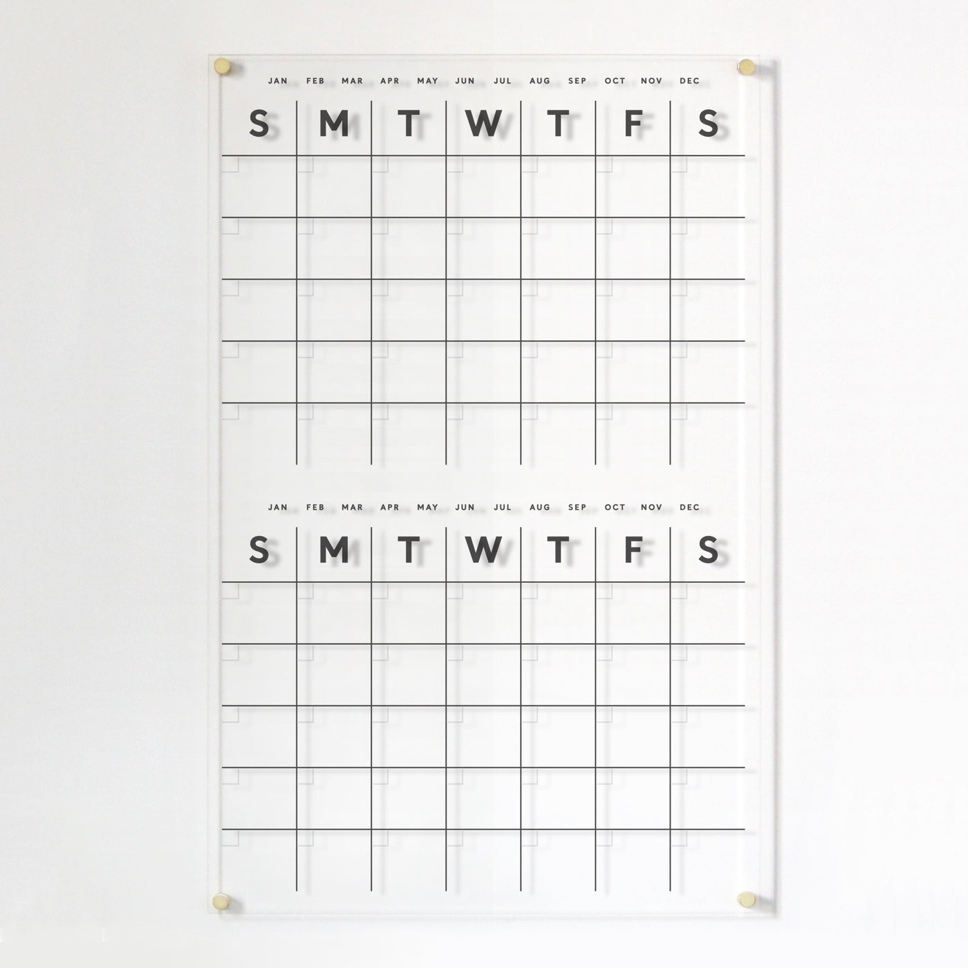 Acrylic Calendar 2 MONTHS  - Dry Erase Calendar for wall