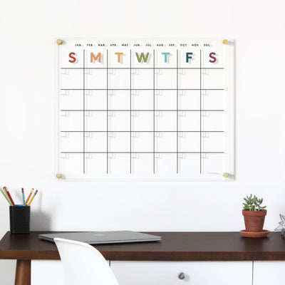 Acrylic Calendar EARTH TONE RAINBOW - Dry Erase Calendar