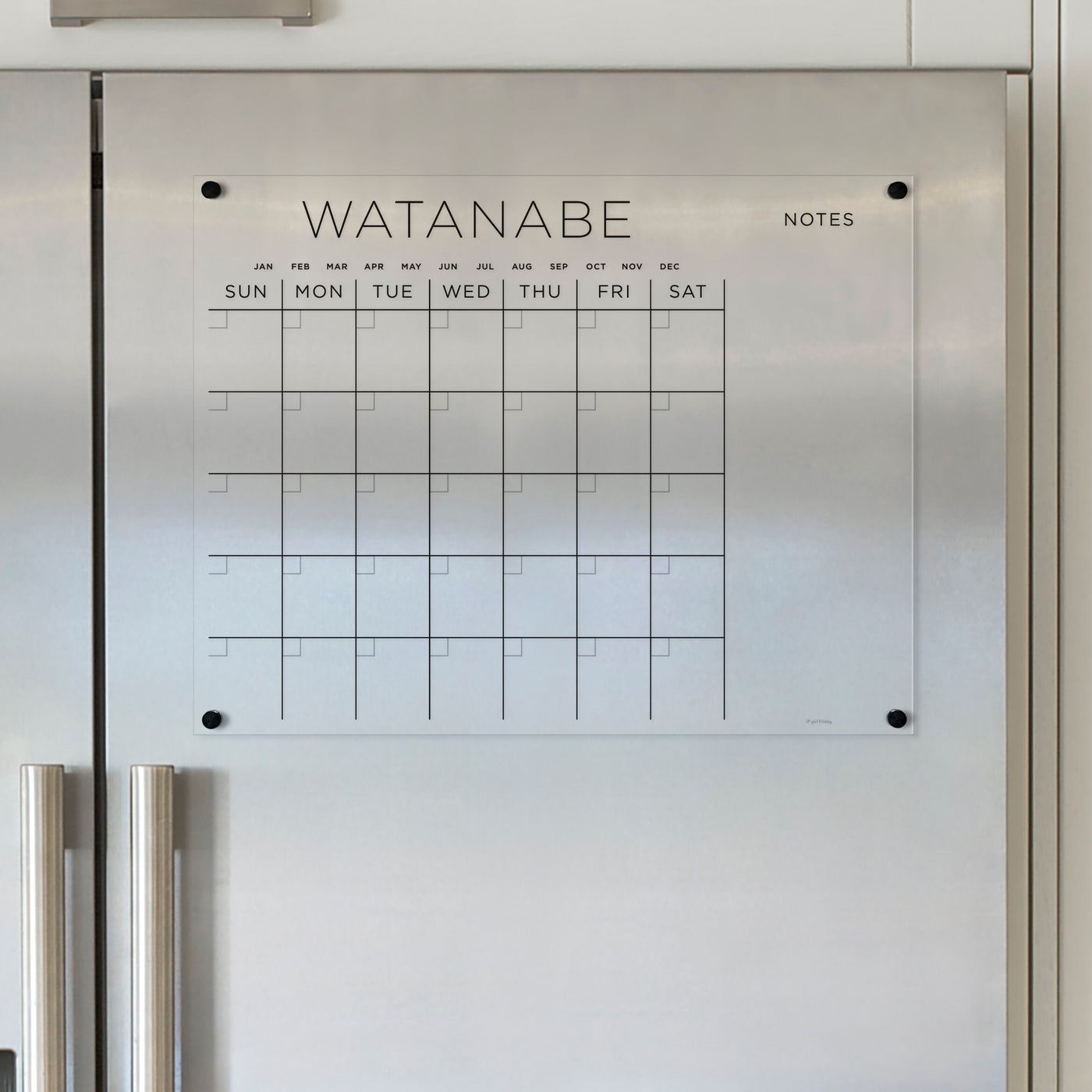 Acrylic Fridge Calendar with Custom Family Name