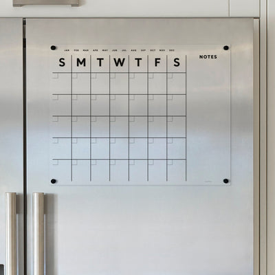 FRIDGE calendar  - Magnetic acrylic with side notes  | Dry erase calendar