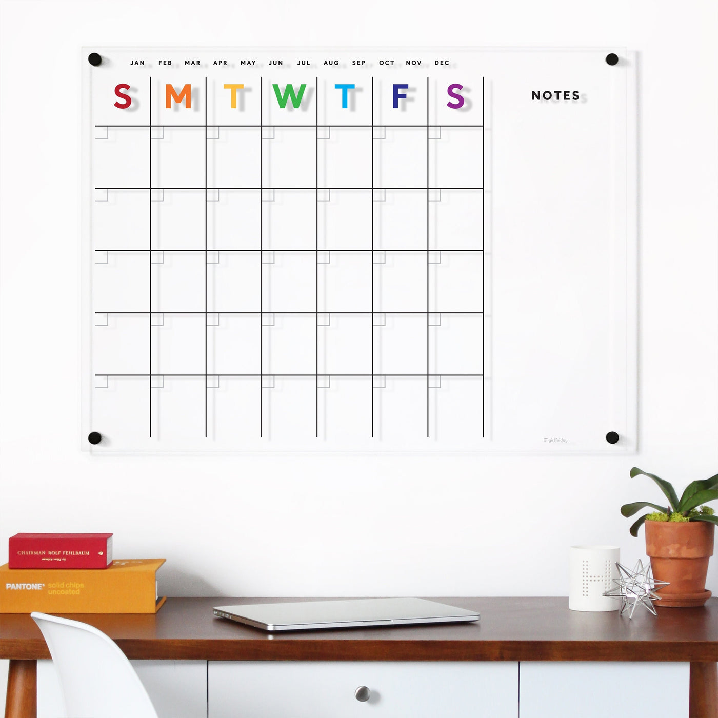 Acrylic Calendar RAINBOW! - Dry Erase Calendar for wall