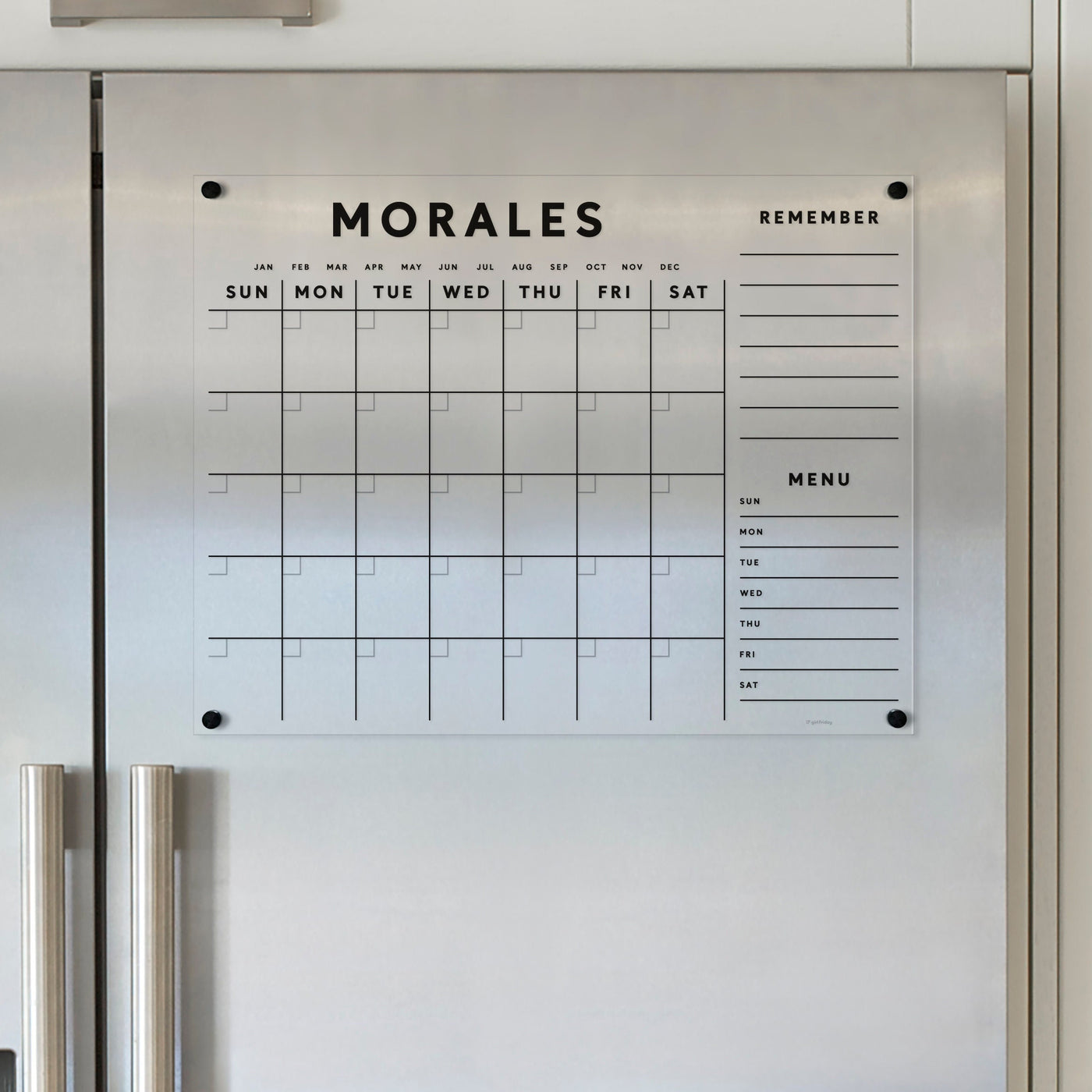 Acrylic Fridge Calendar with Custom Family Name