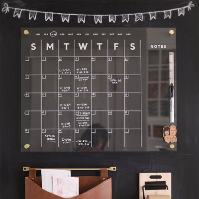 Acrylic Calendar with side notes - White text